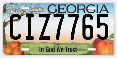 GA license plate CIZ7765