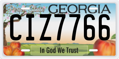 GA license plate CIZ7766