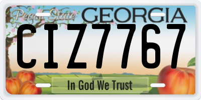 GA license plate CIZ7767