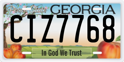 GA license plate CIZ7768