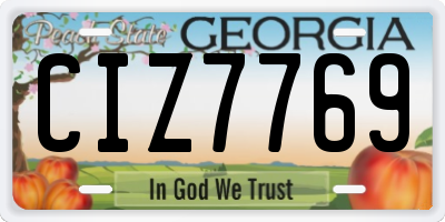 GA license plate CIZ7769