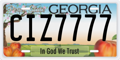 GA license plate CIZ7777