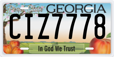 GA license plate CIZ7778