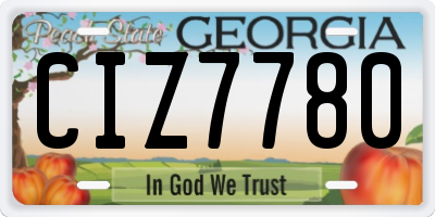 GA license plate CIZ7780