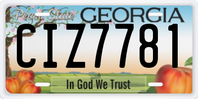 GA license plate CIZ7781