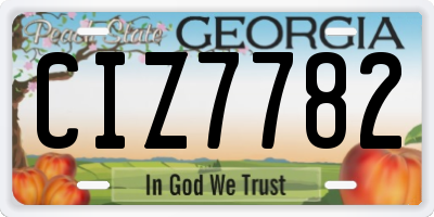 GA license plate CIZ7782