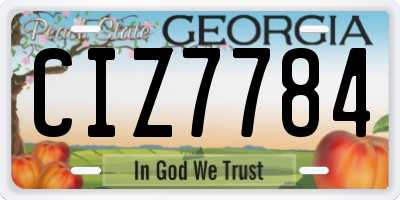 GA license plate CIZ7784