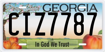 GA license plate CIZ7787