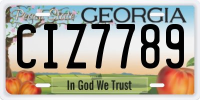 GA license plate CIZ7789