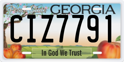 GA license plate CIZ7791