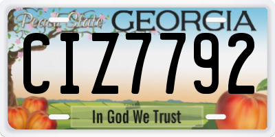 GA license plate CIZ7792