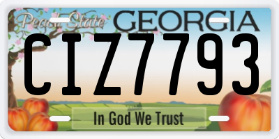 GA license plate CIZ7793