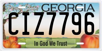 GA license plate CIZ7796