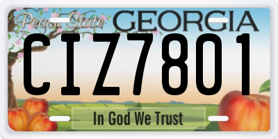 GA license plate CIZ7801