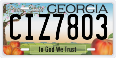 GA license plate CIZ7803