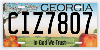 GA license plate CIZ7807