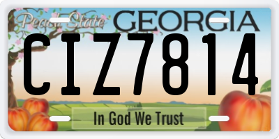 GA license plate CIZ7814