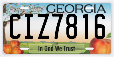 GA license plate CIZ7816