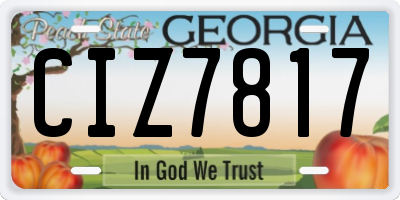 GA license plate CIZ7817