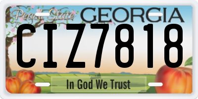 GA license plate CIZ7818