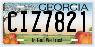 GA license plate CIZ7821