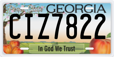 GA license plate CIZ7822