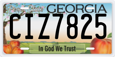 GA license plate CIZ7825