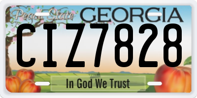 GA license plate CIZ7828