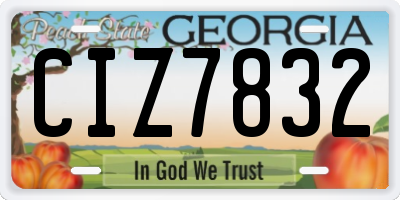 GA license plate CIZ7832