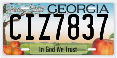 GA license plate CIZ7837