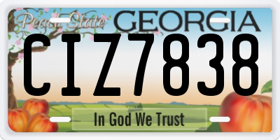 GA license plate CIZ7838