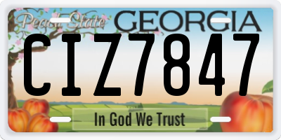 GA license plate CIZ7847
