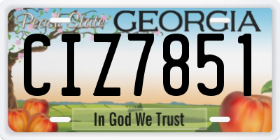 GA license plate CIZ7851
