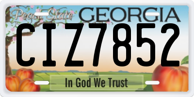 GA license plate CIZ7852