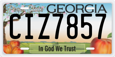 GA license plate CIZ7857