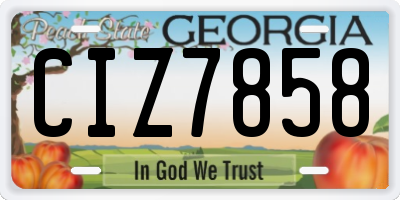 GA license plate CIZ7858