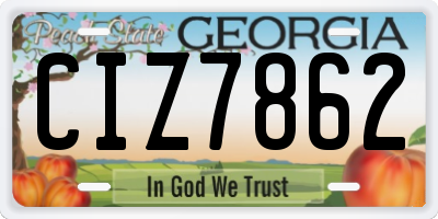 GA license plate CIZ7862