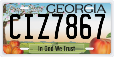 GA license plate CIZ7867