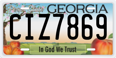 GA license plate CIZ7869