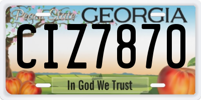 GA license plate CIZ7870