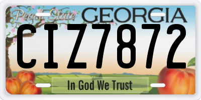 GA license plate CIZ7872