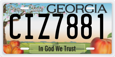 GA license plate CIZ7881