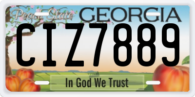 GA license plate CIZ7889