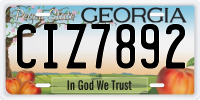 GA license plate CIZ7892