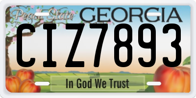 GA license plate CIZ7893