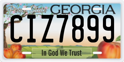 GA license plate CIZ7899
