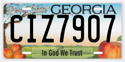 GA license plate CIZ7907