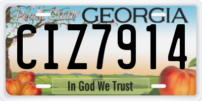 GA license plate CIZ7914