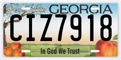 GA license plate CIZ7918
