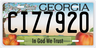 GA license plate CIZ7920